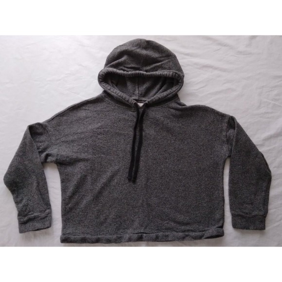 Madewell Women Size XS Oversized Hoodie Sweatshirt Cropped 3/4 Sleeve Gray - Picture 1 of 10